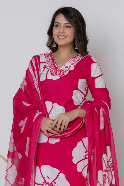 GulBloom Floral Breeze Printed Cotton Kurta Set