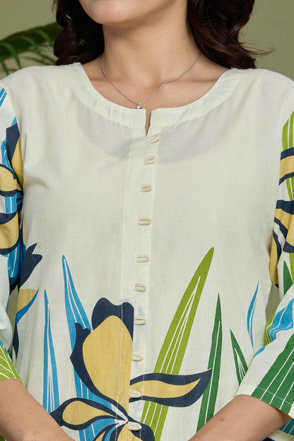 GulBloom Coastal Breeze Printed Cotton Co-Ord Set