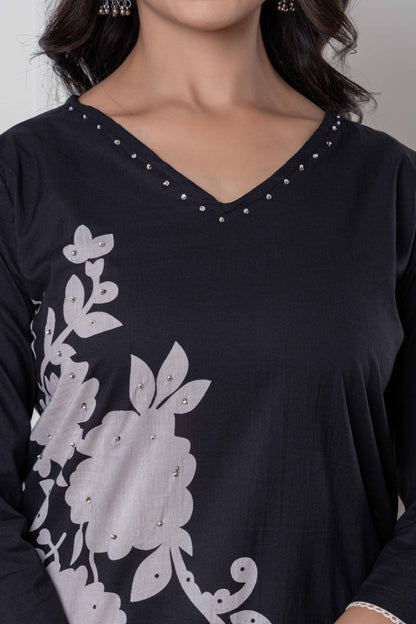 GulBloom Petal Grace Printed Cotton Kurta Set