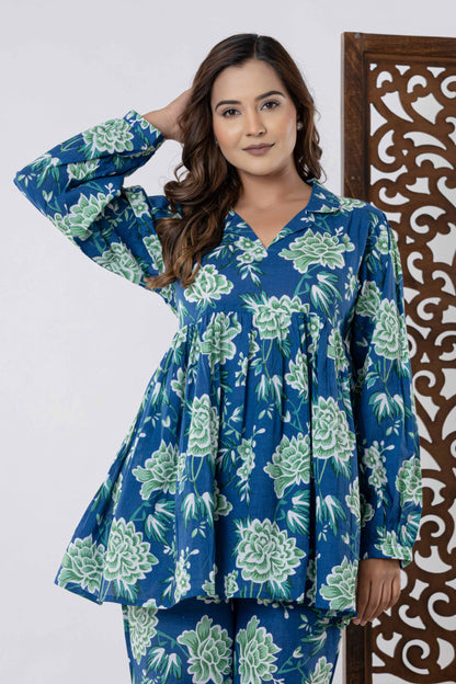 GulBloom Blossom Breeze Printed Cotton Co-Ord Set