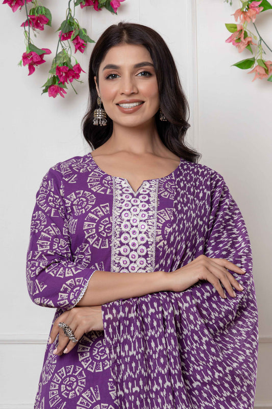 Noor Aura Mandala Printed Cotton Kurta Set
