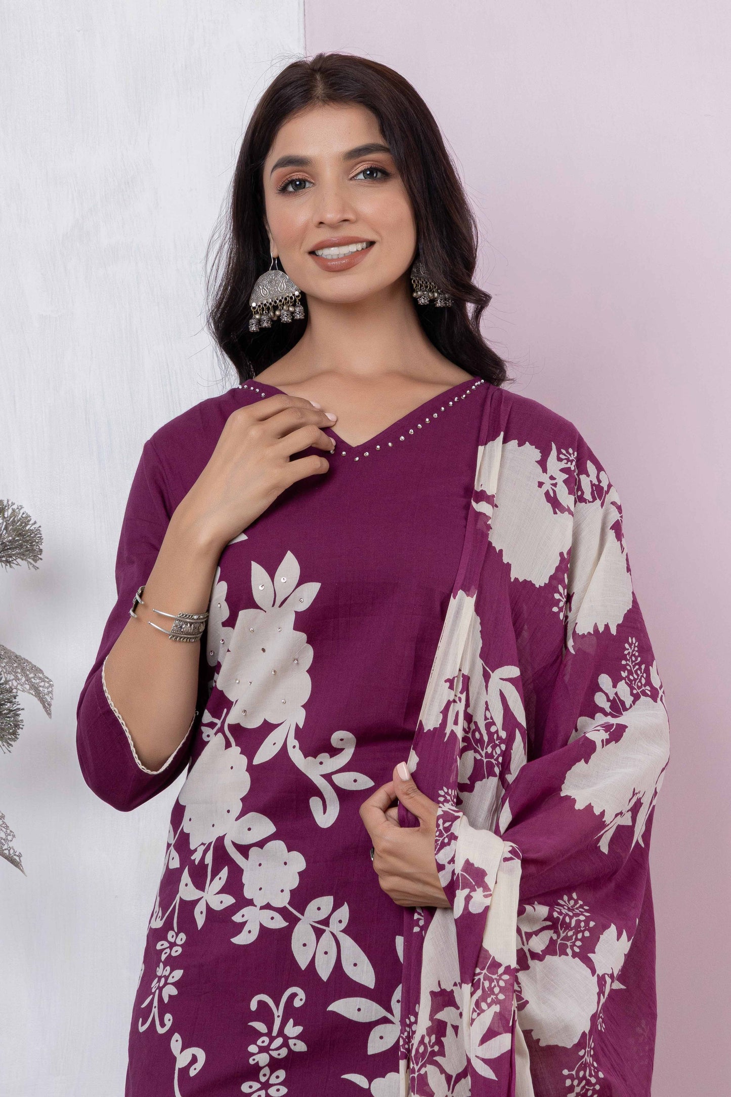 GulBloom Petal Grace Printed Cotton Kurta Set
