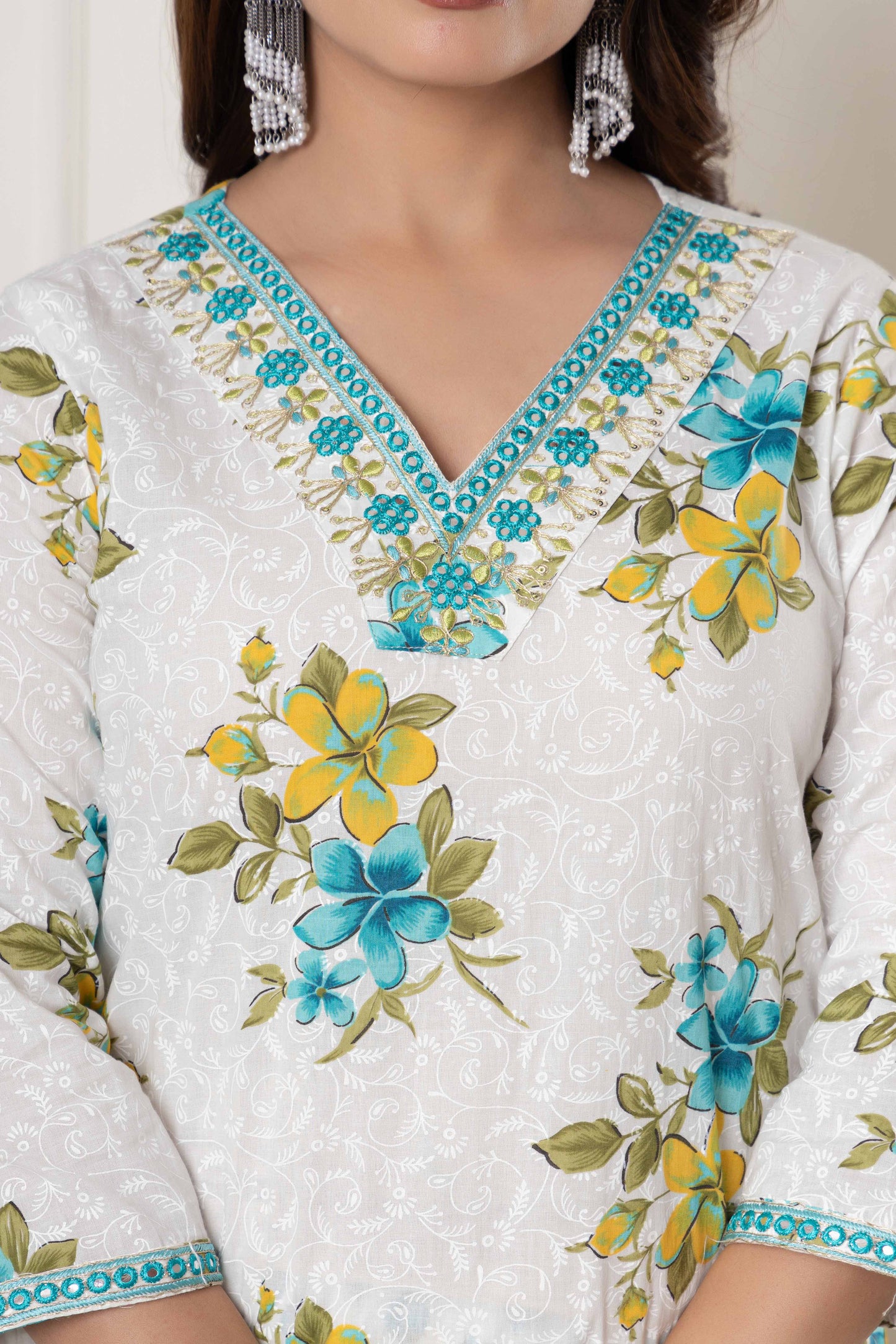GulBloom Floral Charm Printed Cotton Kurta Set