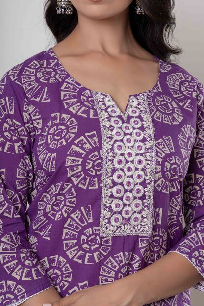 Noor Aura Mandala Printed Cotton Kurta Set