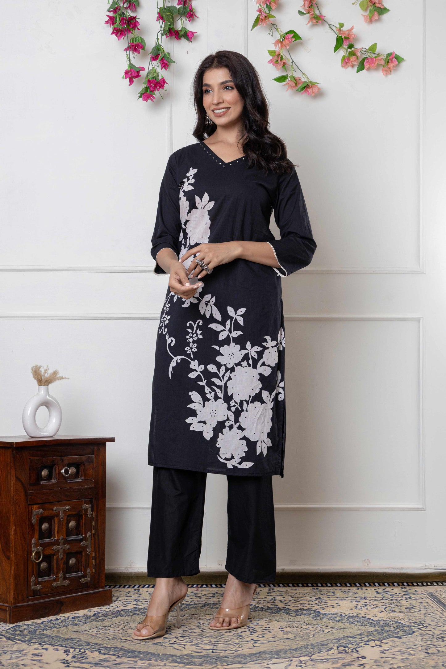 GulBloom Petal Grace Printed Cotton Kurta Set