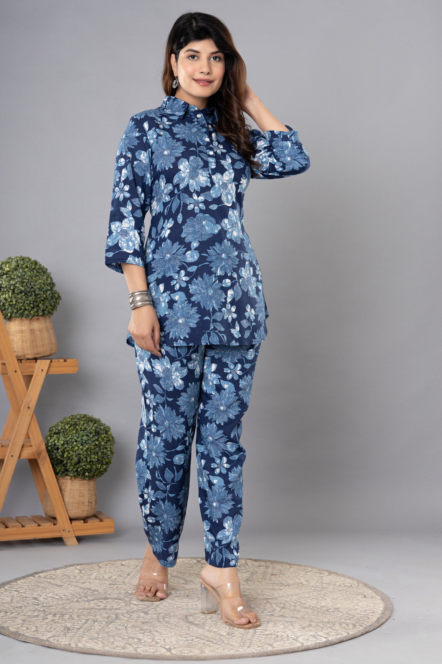 Indigo-Inspired Floral Co-Ord set