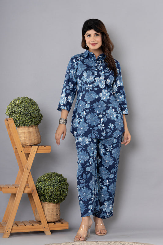 Indigo-Inspired Floral Co-Ord set