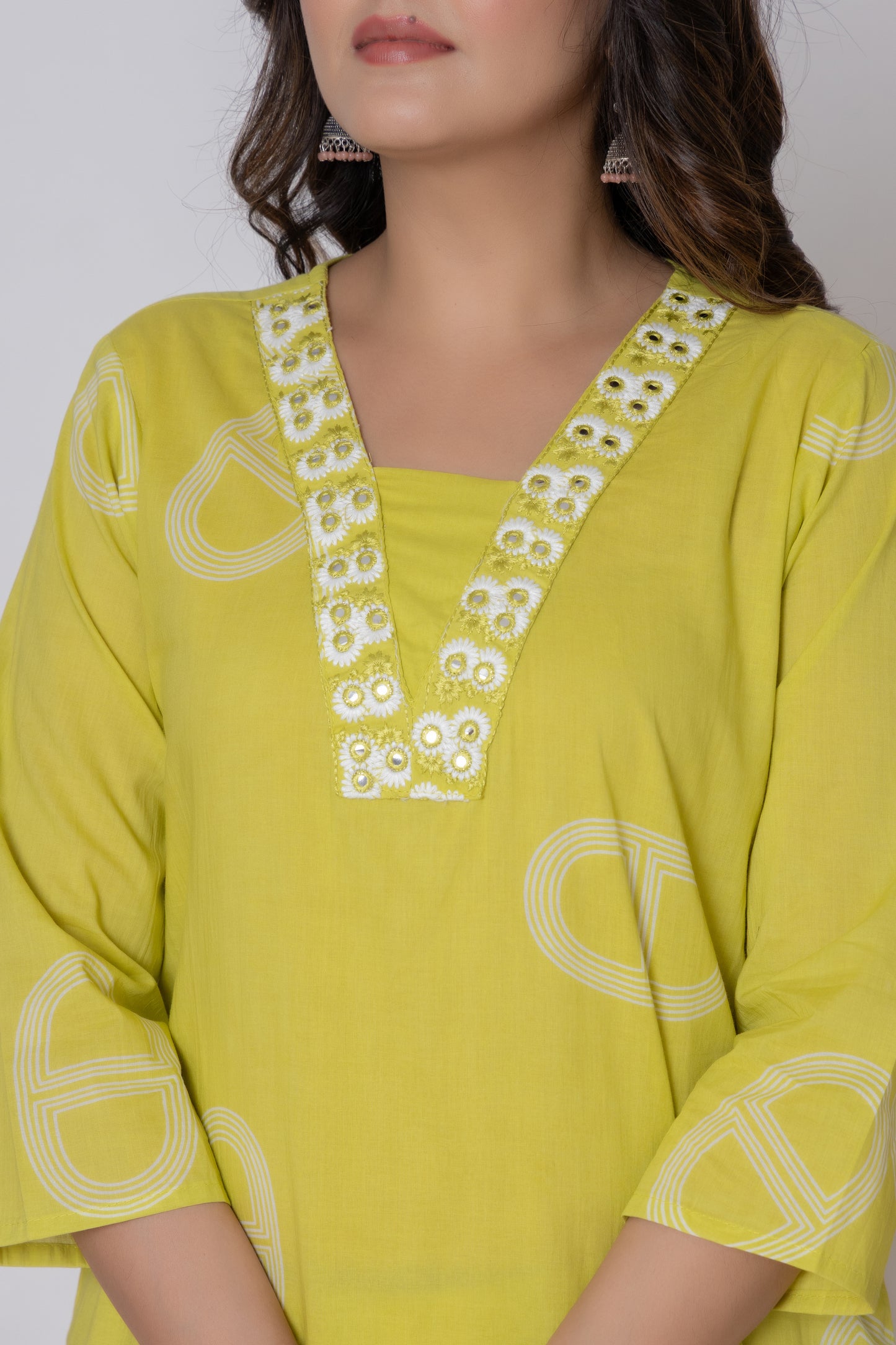 Rani Pink / Lemon Yellow/ Lavendar Cotton Suit Set