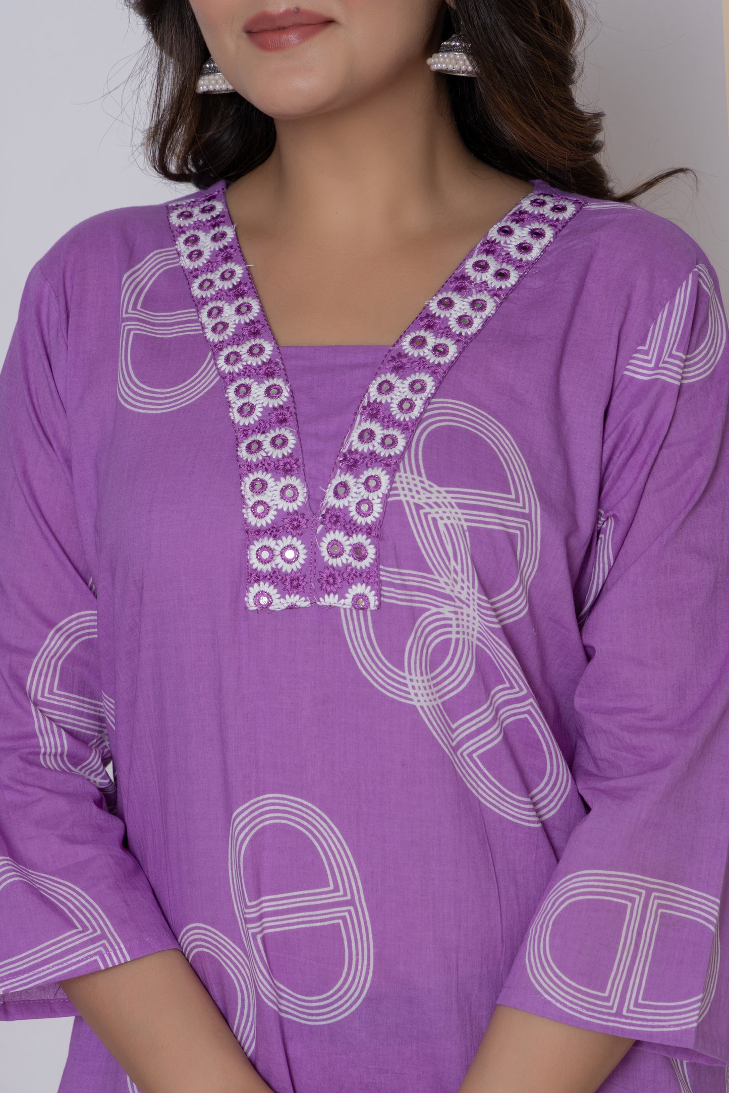 Rani Pink / Lemon Yellow/ Lavendar Cotton Suit Set