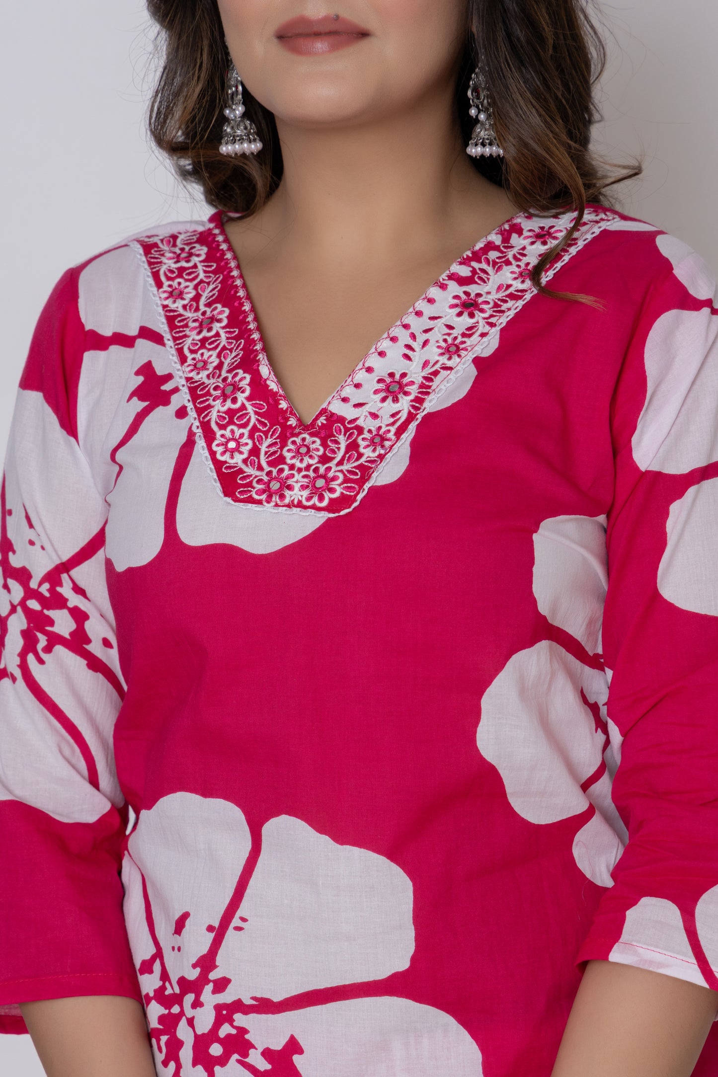Floral emboridery kurti 3pc set