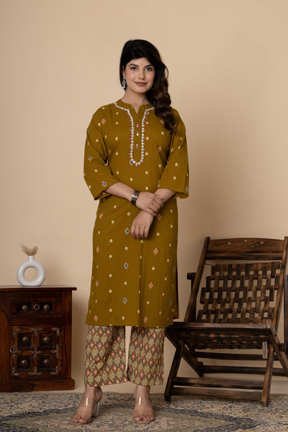 Printed cotton kurti 3pc set