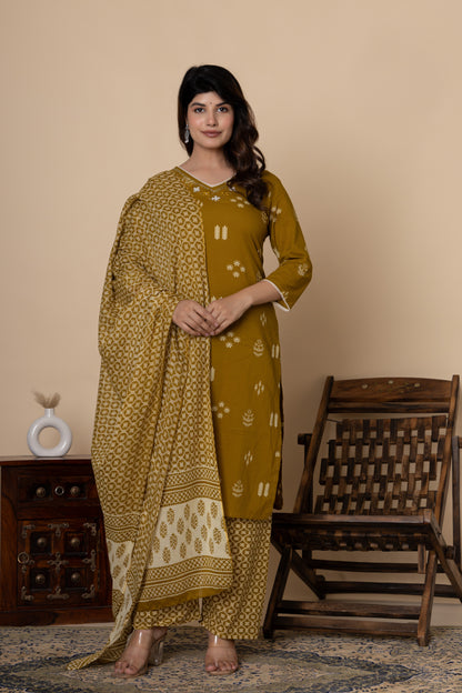 Ethnic motif printed Cotton Suit Set
