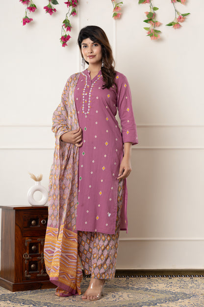 Printed cotton kurti 3pc set