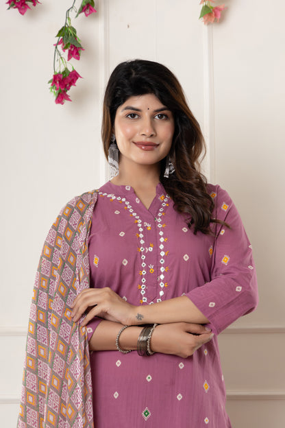 Printed cotton kurti 3pc set