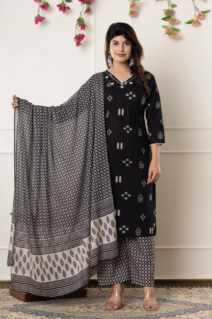 Ethnic motif printed Cotton Suit Set
