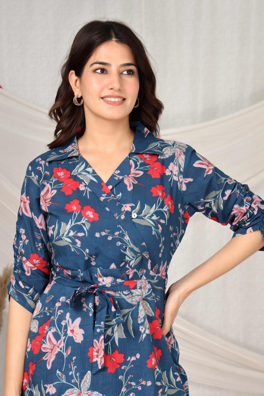 GulBloom Midnight Bloom Printed Cotton Co-Ord Set