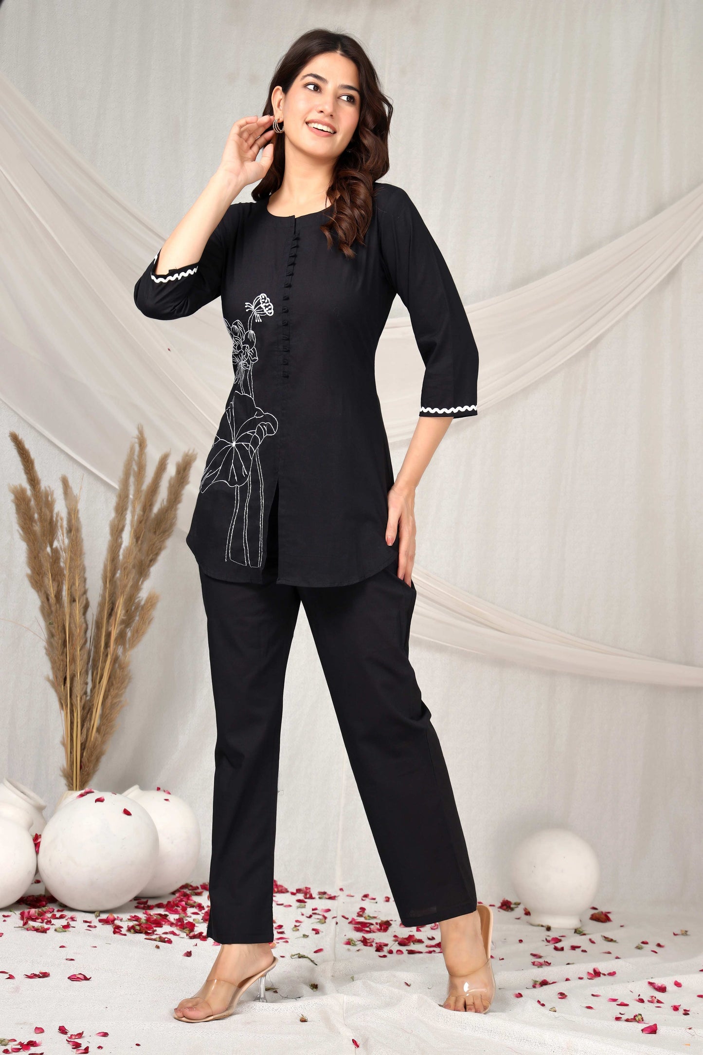 Midnight grace emboridered co-ord set