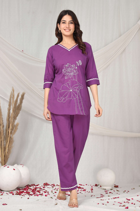 Lavendar luxe emboridered co-ord set