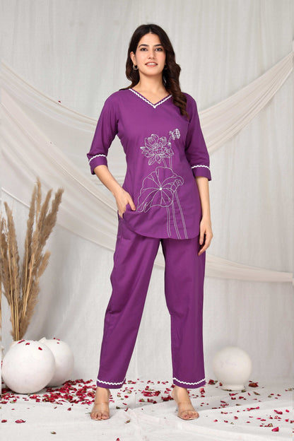 Lavendar luxe emboridered co-ord set