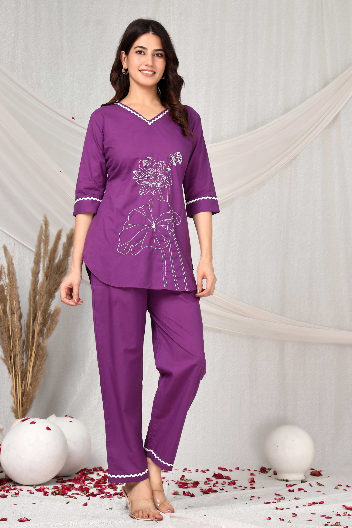 Lavendar luxe emboridered co-ord set