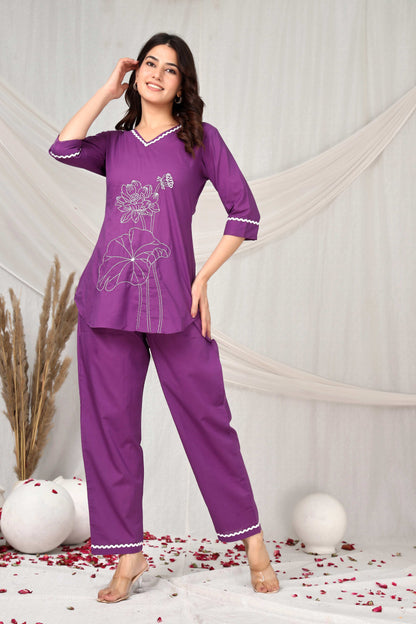 Lavendar luxe emboridered co-ord set