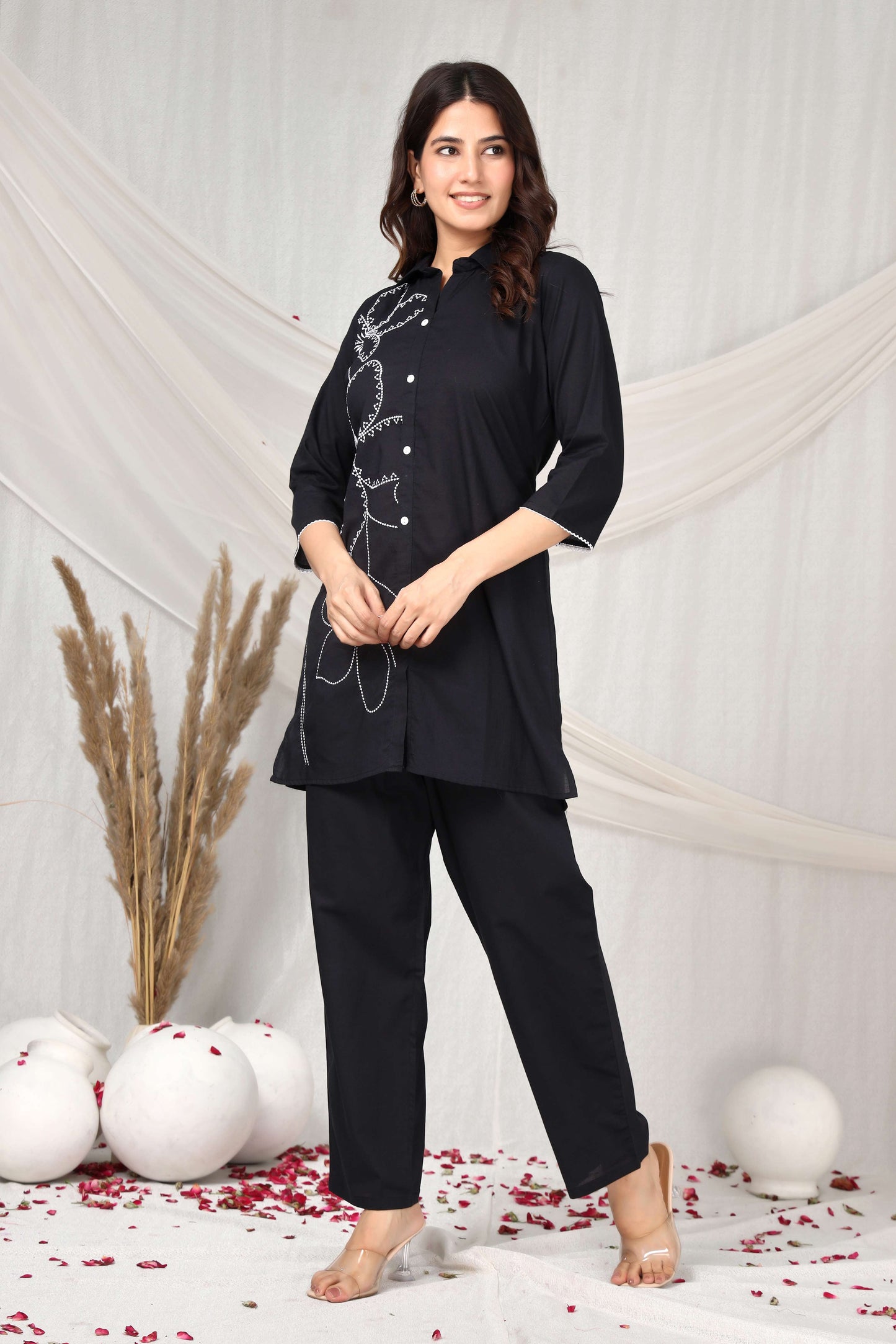 Noir petal emboridered co-ord set