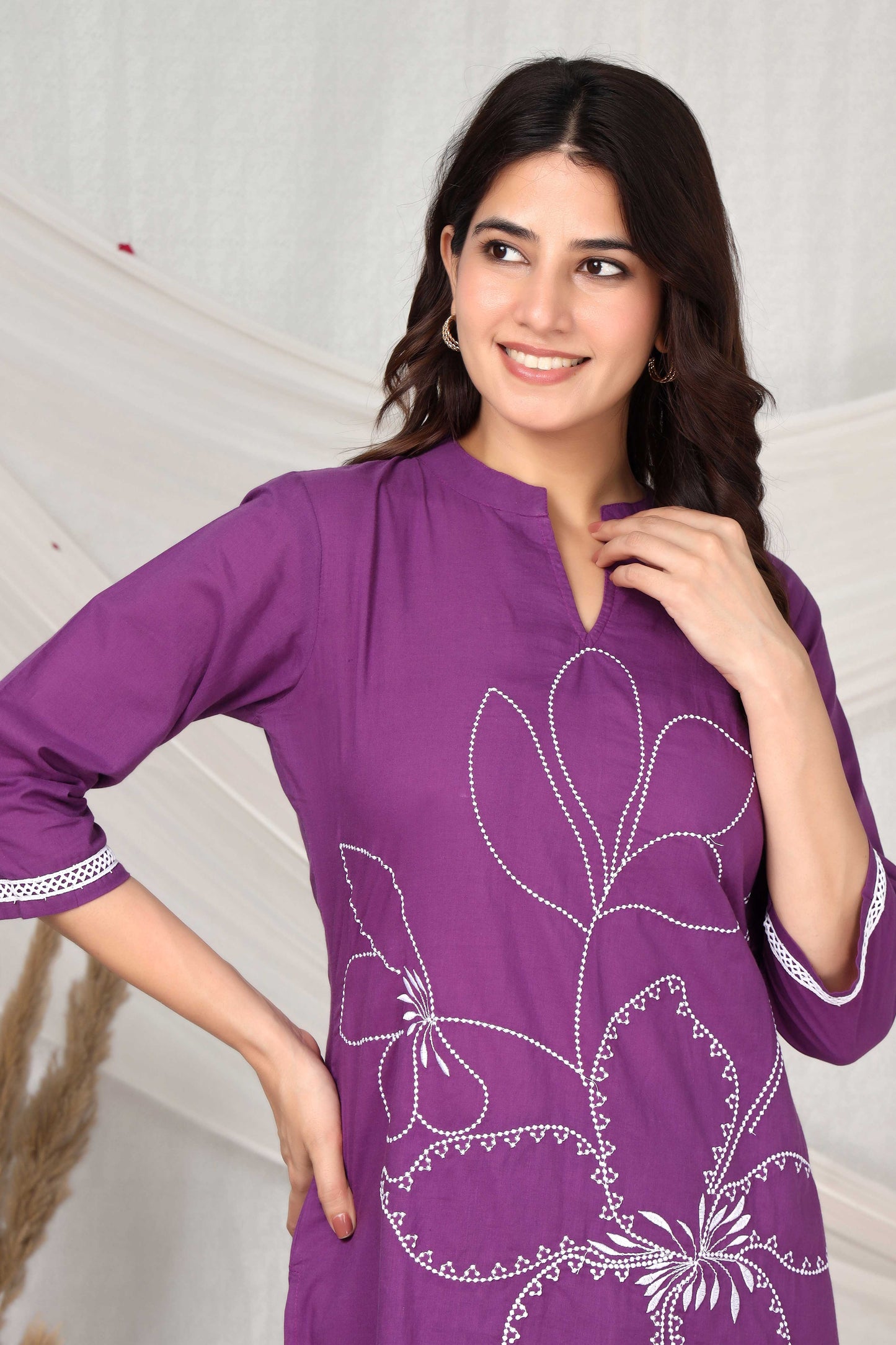 Purple muse emboridered co-ord set