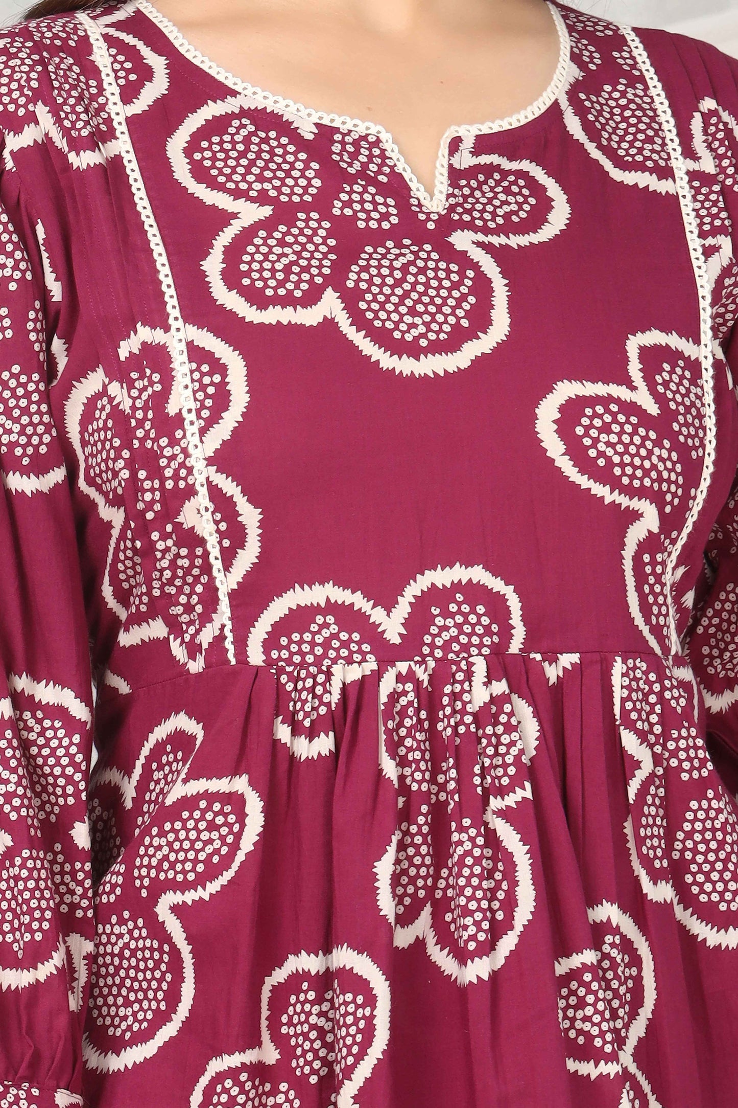 Floral flare in maroon hue co-ord set