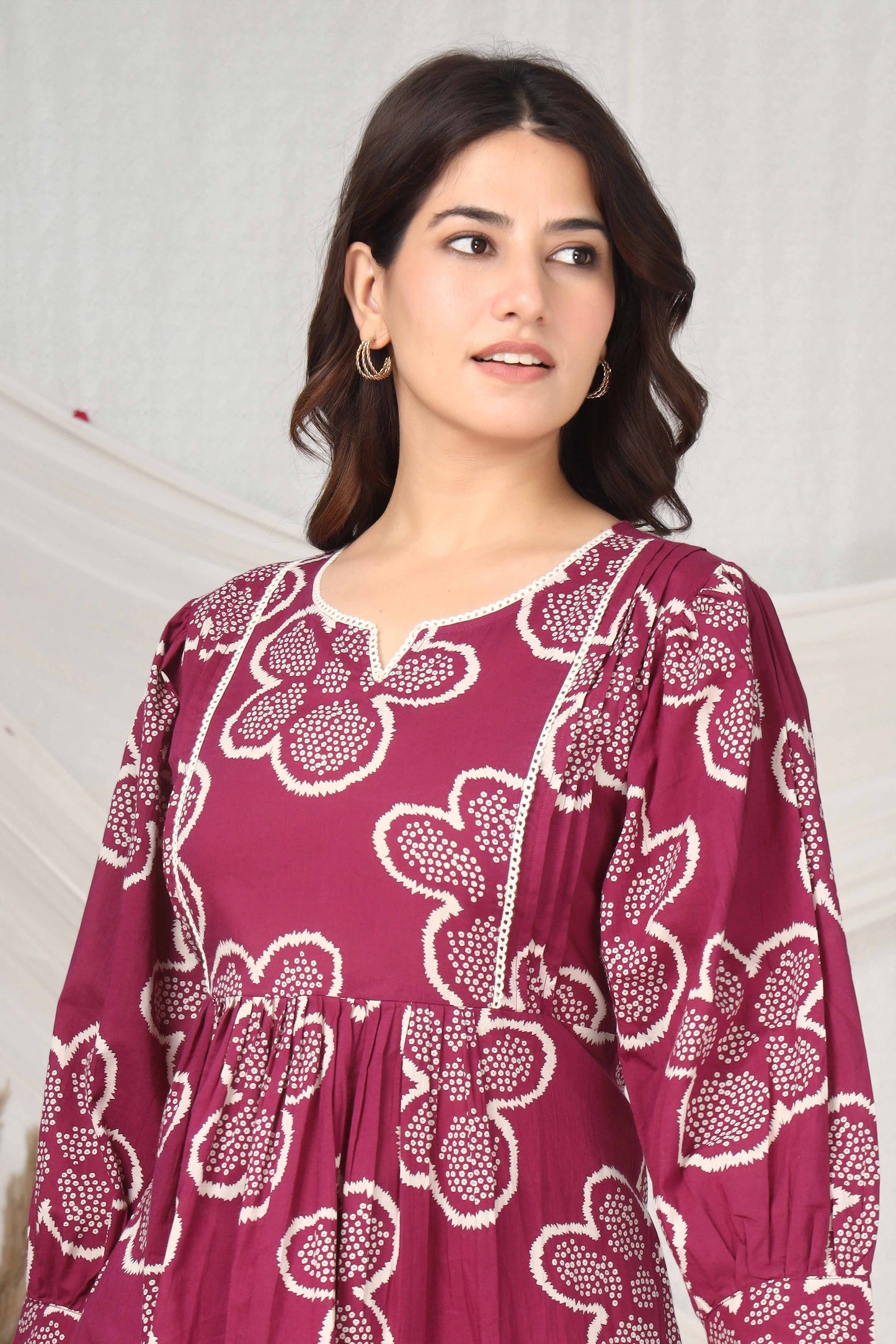 Floral flare in maroon hue co-ord set