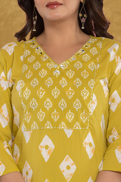 Pink/Mustard Kurti 3Pc Set