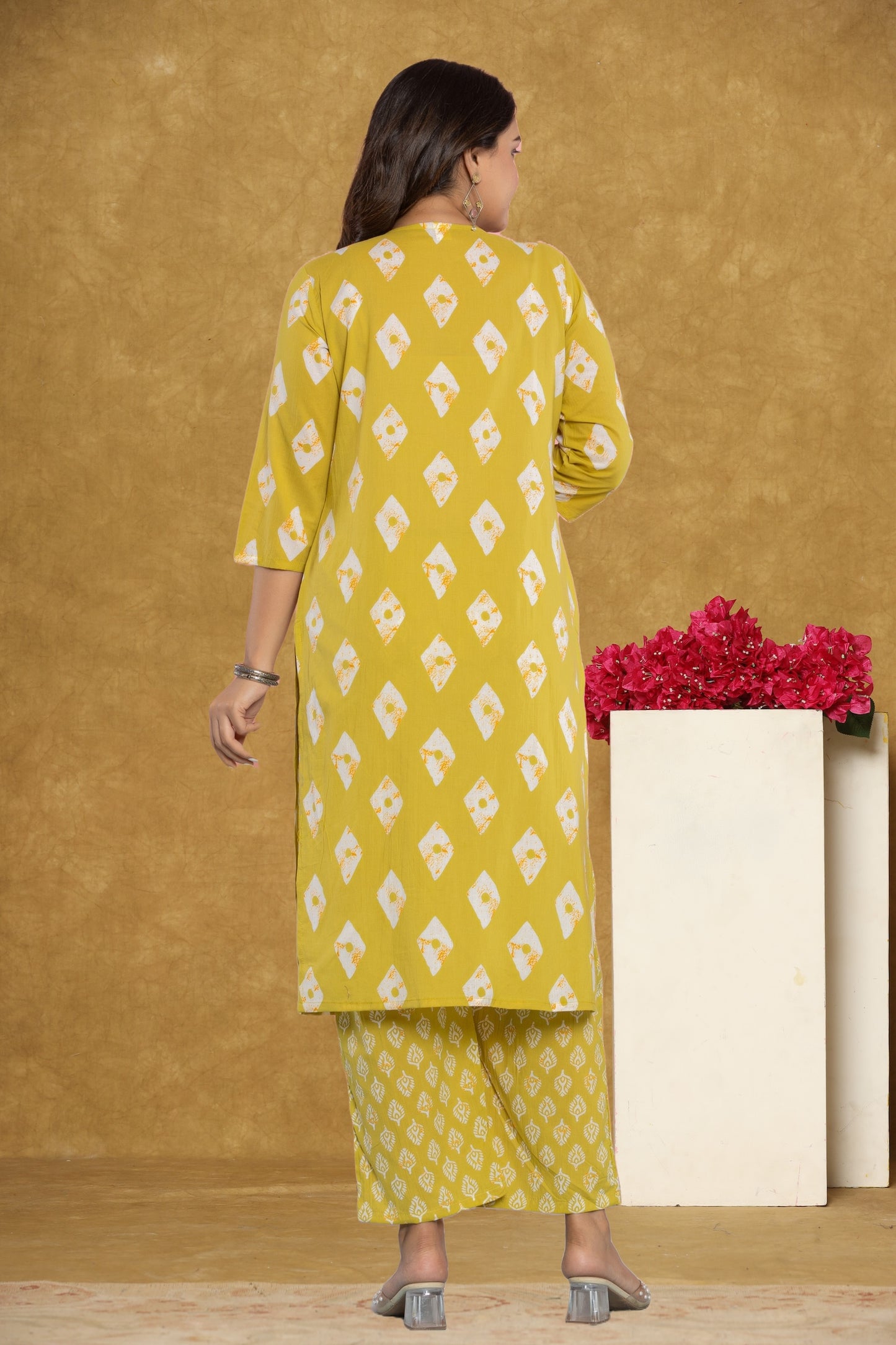 Pink/Mustard Kurti 3Pc Set