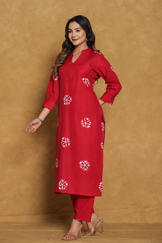 Bold Red Elegance with Timeless Motifs Co-ord set