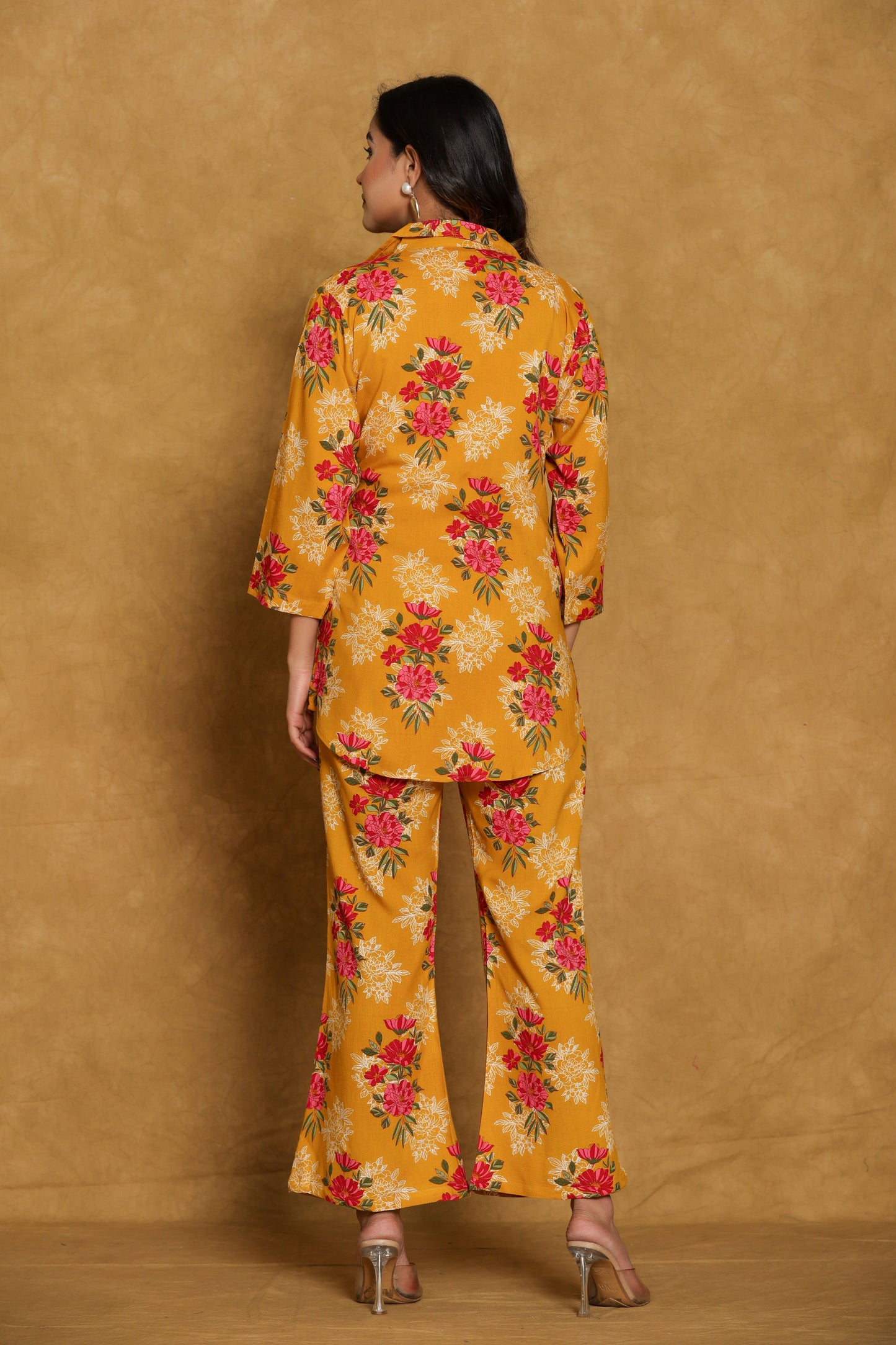 Mustard Floral Cotton Wrap Co-ord Set
