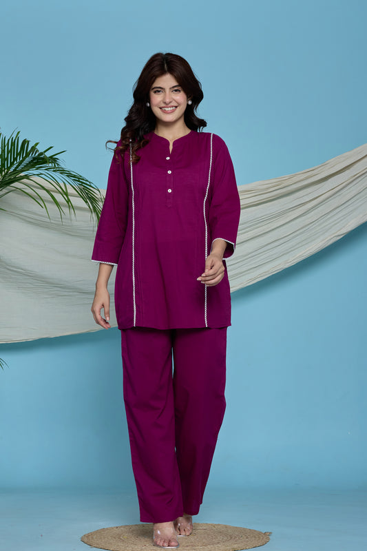 Everyday Calm wine cotton co-ord set