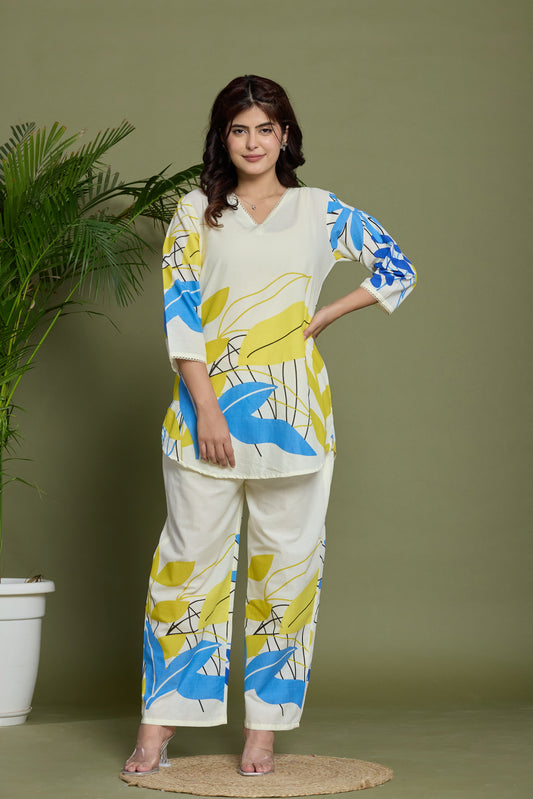 Blue Yellow Summer co-ord set