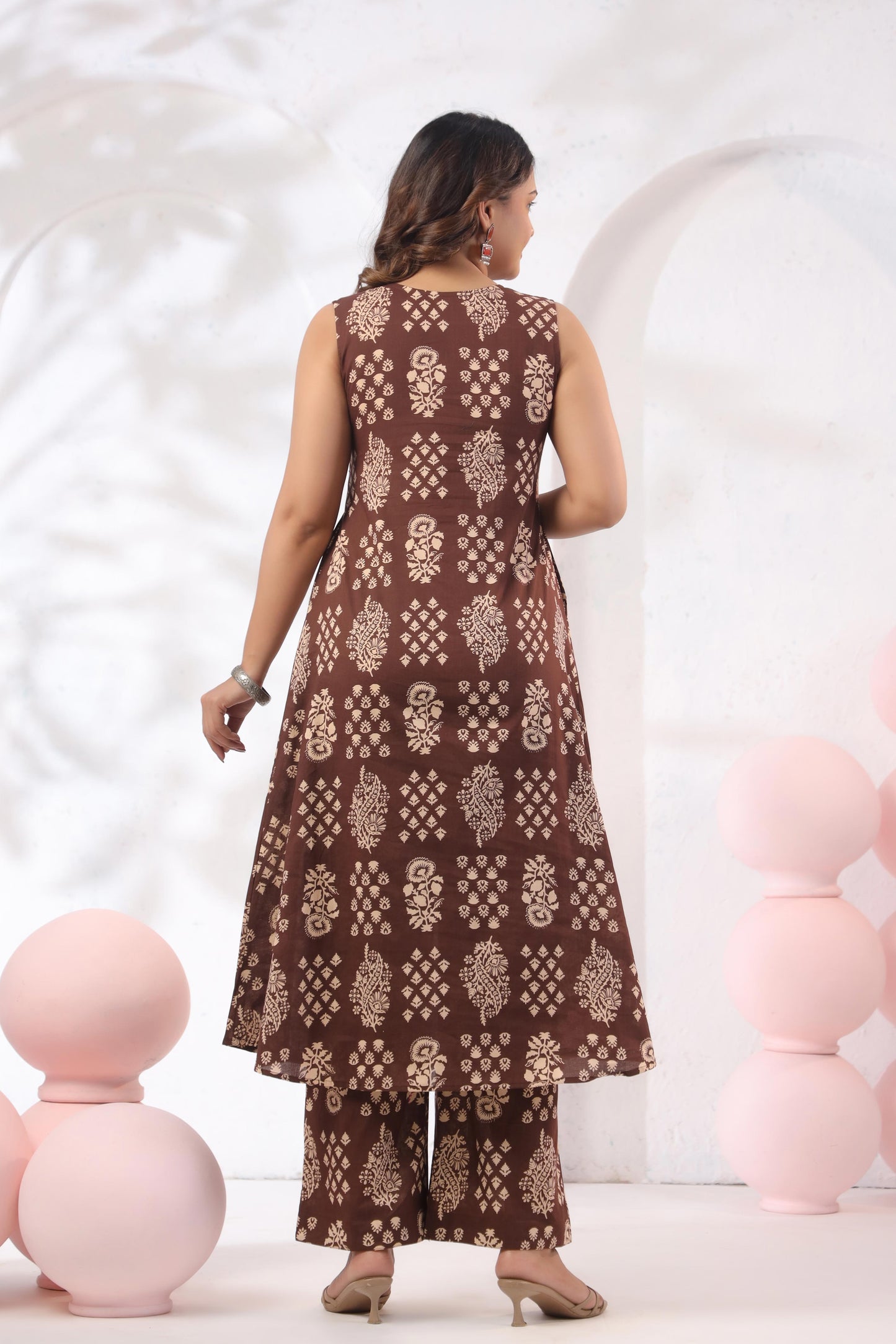 GulBloom Cocoa Heritage Printed Cotton Co-Ord Set