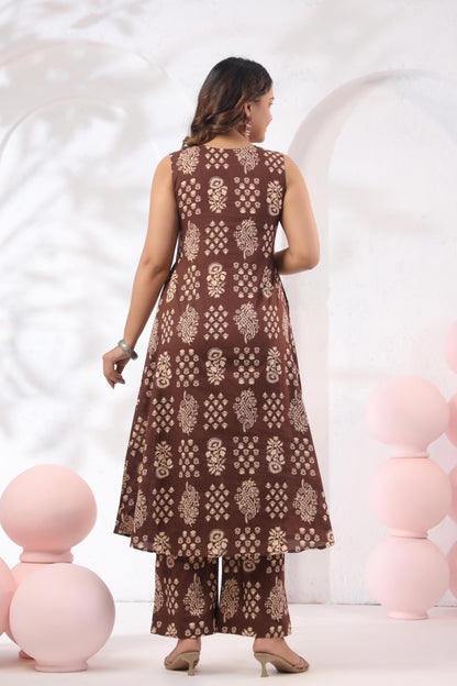 GulBloom Cocoa Heritage Printed Cotton Co-Ord Set