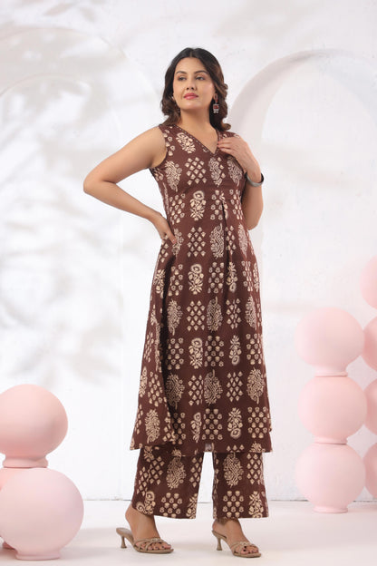 GulBloom Cocoa Heritage Printed Cotton Co-Ord Set