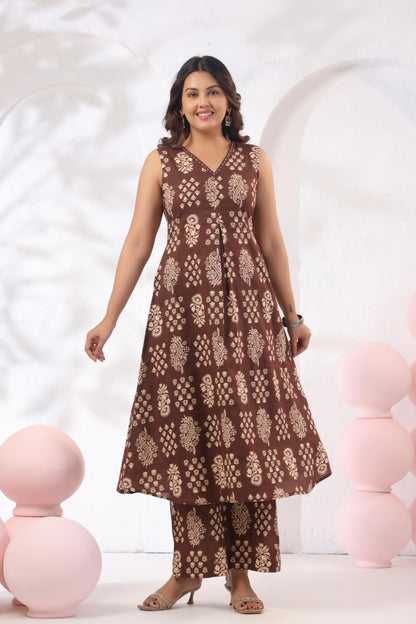 GulBloom Cocoa Heritage Printed Cotton Co-Ord Set