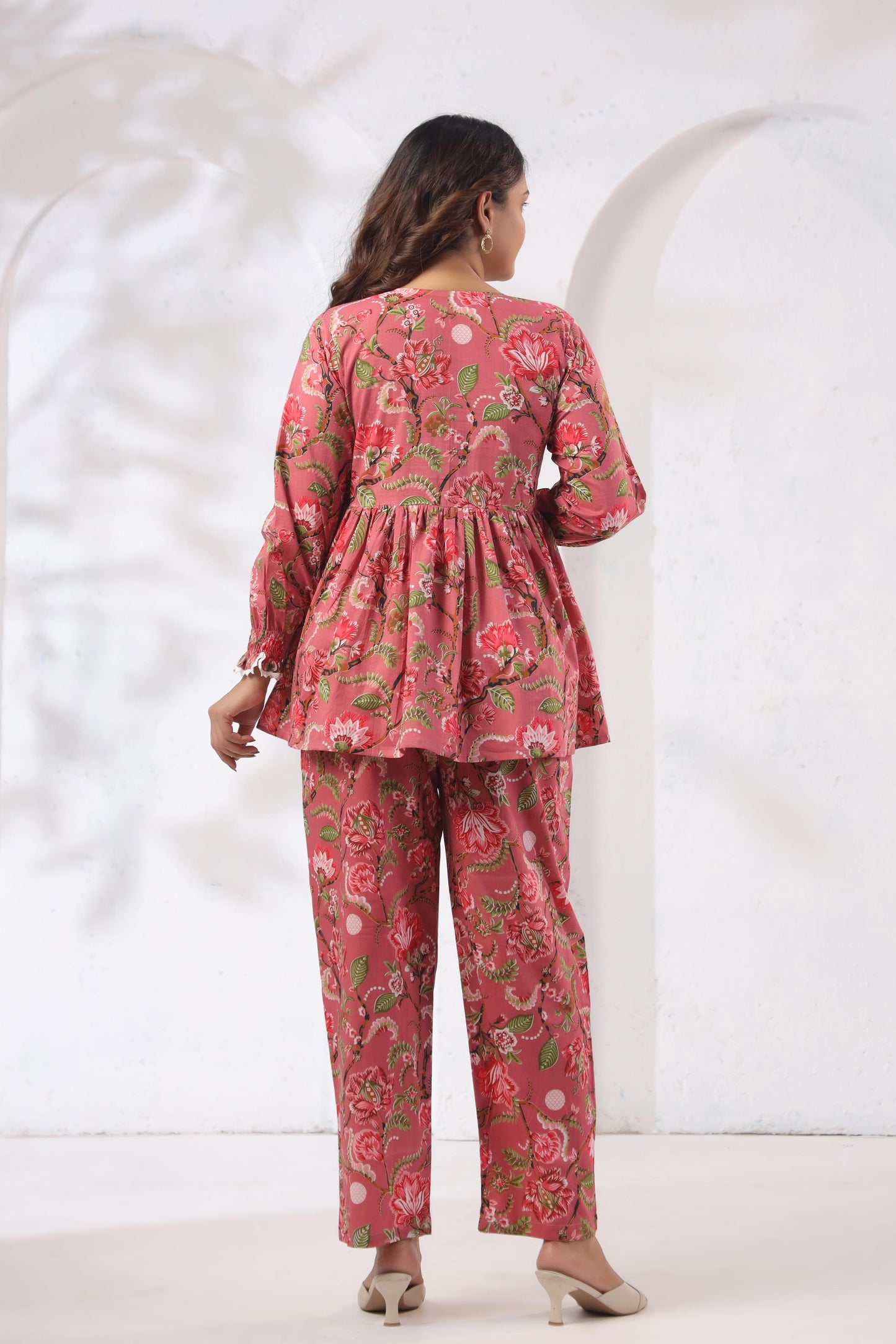 GulBloom Rosy Meadow Printed Cotton Co-ord Set