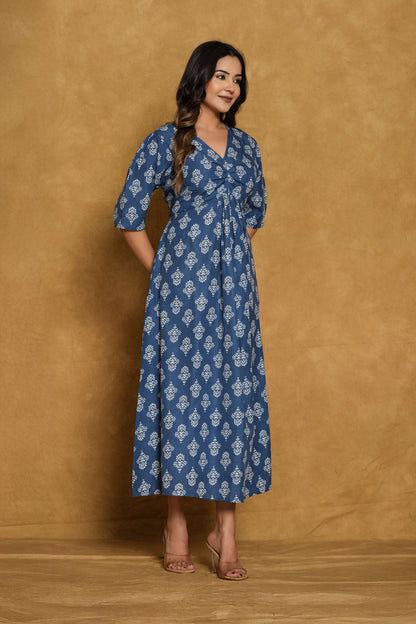 Everyday Wear
Cotton
one piece for Women
abstract print
blue
white
daily wear
casual wear
party wear