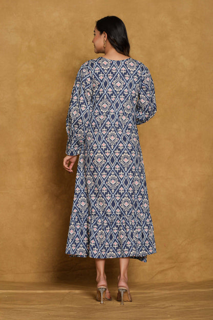 Everyday Wear
Cotton
one piece for Women
abstract print
blue
white
daily wear
casual wear
party wear