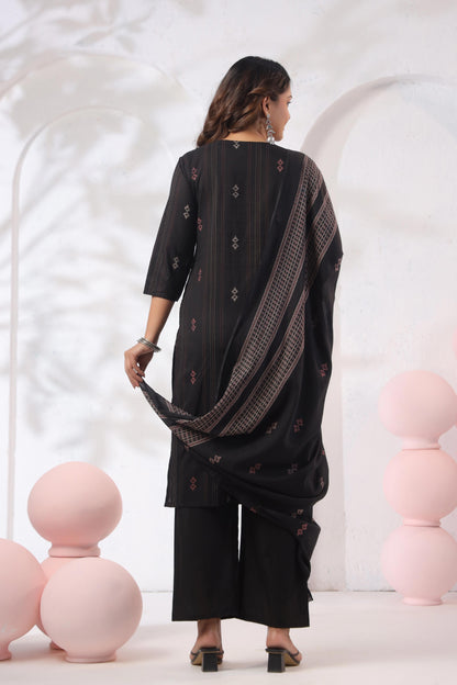 Noor Aura Midnight Heritage Printed Cotton Kurta Set