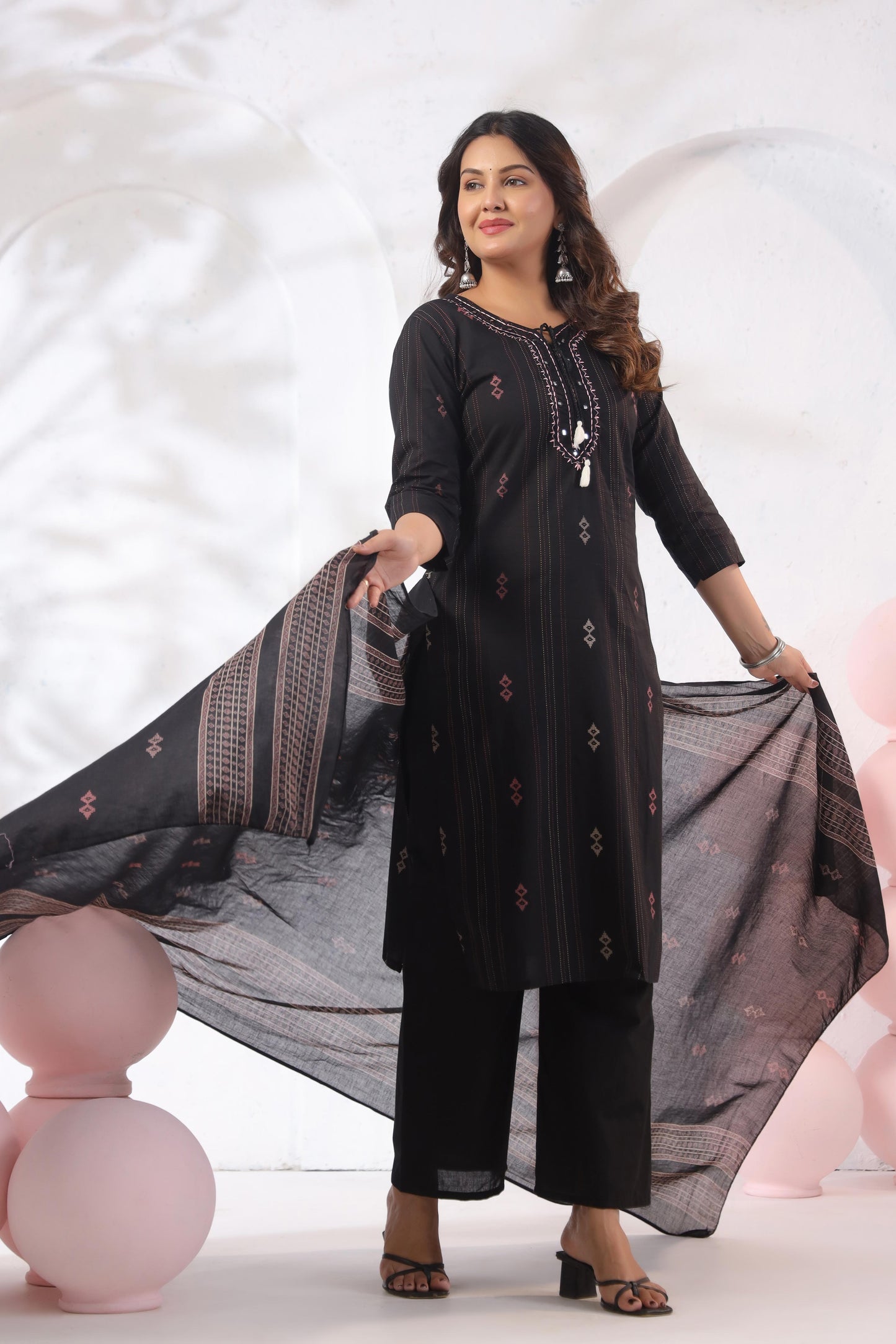 Noor Aura Midnight Heritage Printed Cotton Kurta Set
