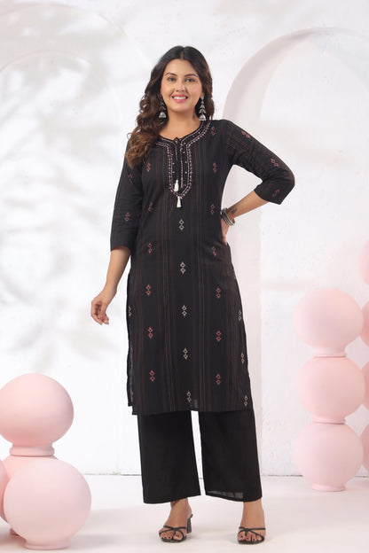 Noor Aura Midnight Heritage Printed Cotton Kurta Set