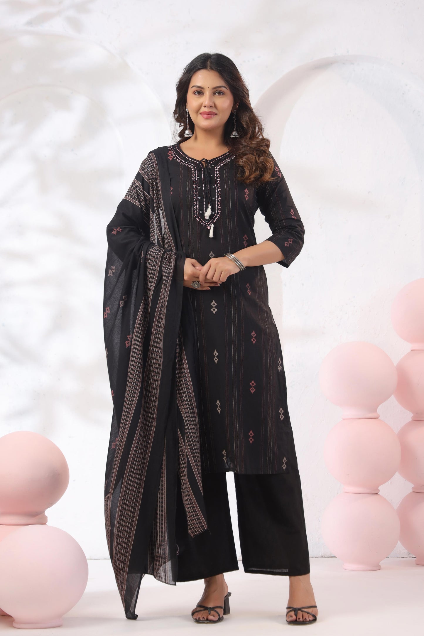 Noor Aura Midnight Heritage Printed Cotton Kurta Set