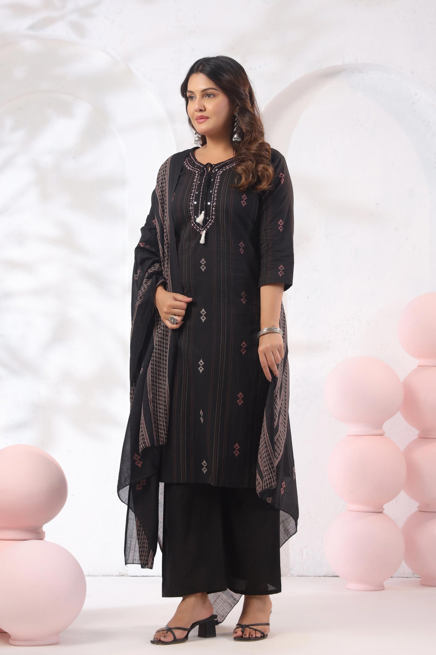 Noor Aura Midnight Heritage Printed Cotton Kurta Set