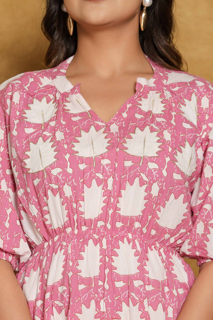 Everyday Wear
Cotton
one piece for Women
abstract print
pink
white
daily wear
casual wear
party wear