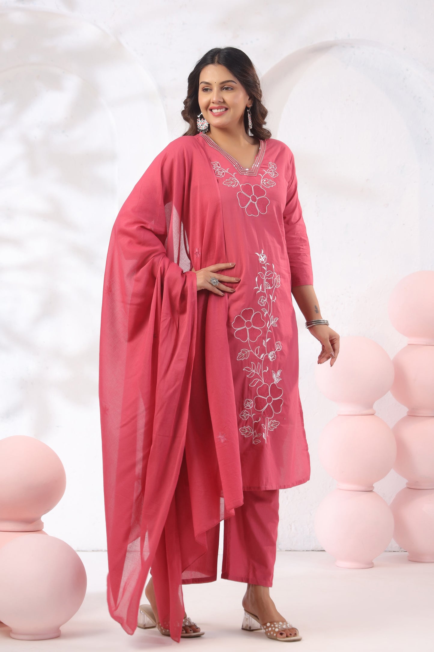 jaipur cotton embroidered kurti set