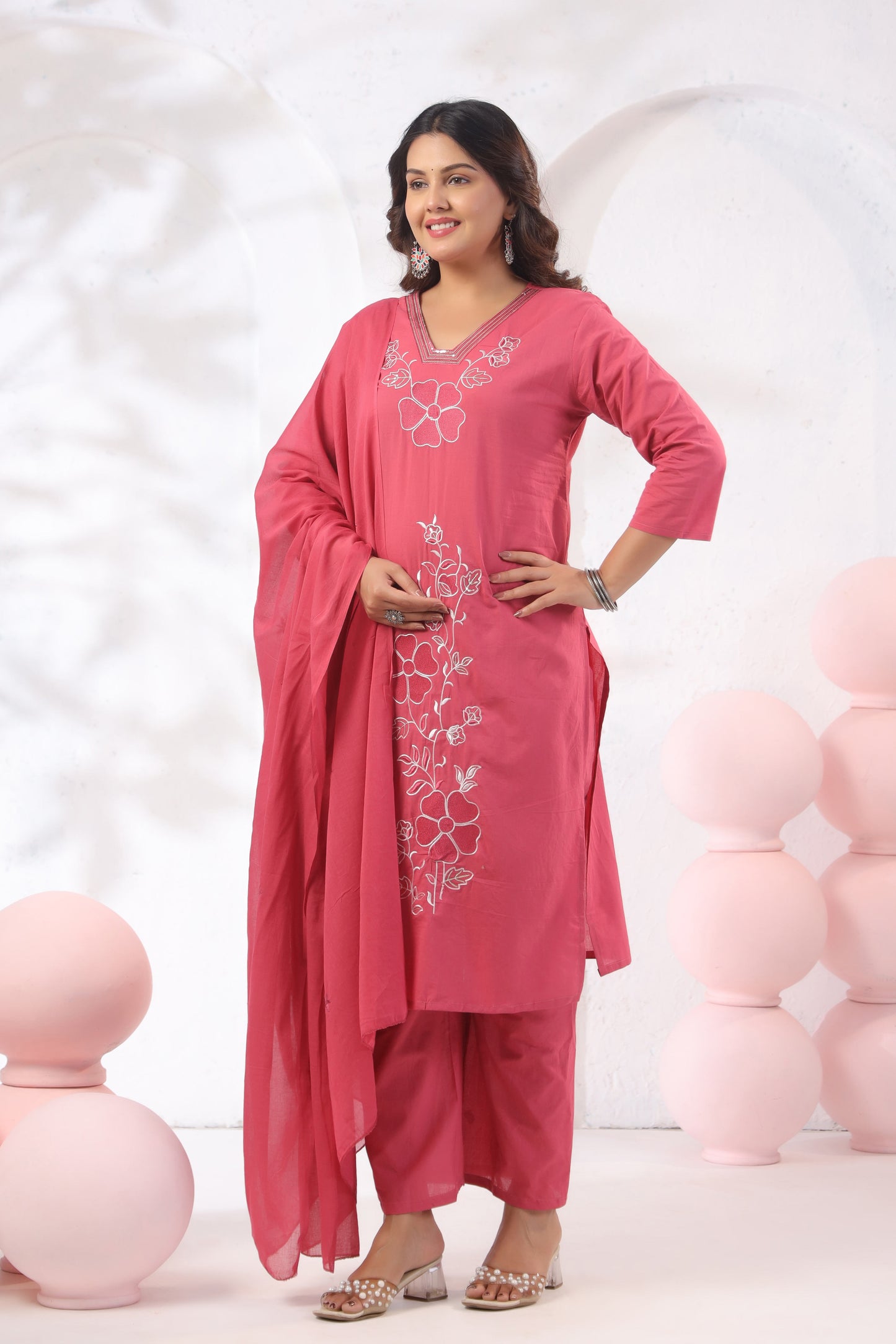 rang ease embroidered cotton kurta set karpaa
